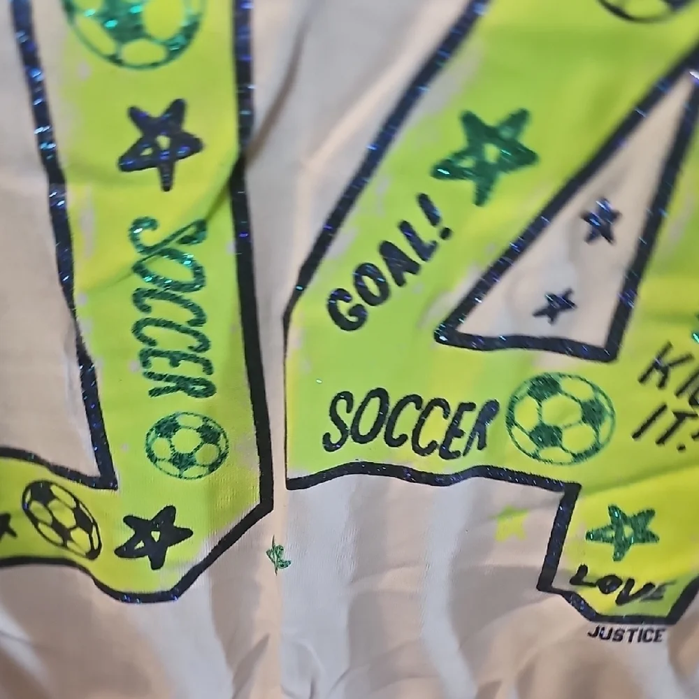 Justice Kids Soccer Graphic Tee - White and Green